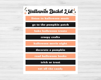 Halloween Bucket List Printable | Fall Bucket List | Kids Halloween