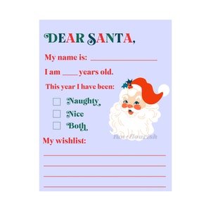 Carta a Papá Noel imprimible / Querido Papá Noel imprimible / Impresión de lista de deseos de Navidad / Carta de Papá Noel para niños / Querido Papá Noel /