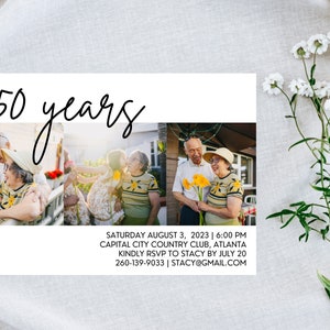 Editable 50th Anniversary Invitation | Anniversary Photo Invite | Vow Renewal | Surprise Anniversary Party |  Minimalist | Modern