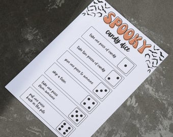 Jogo de Halloween para crianças | Dados de doces | Jogo de dados de Halloween para crianças | Festa de Halloween para crianças | Festa de Halloween para impressão | Download instantâneo