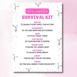 Cheer Competition Survival Kit Printable | Pink | Printable Cheer Team Gift Idea | Personalized Cheer Flyer | Instant Download