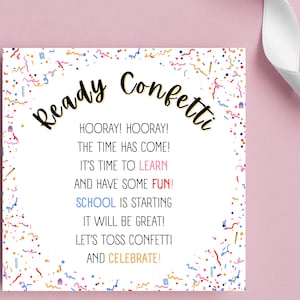 Ready Confetti Tag | Back to School | Night Before First Day of School | Printable Ready Confetti Letter | Meet the Teacher | Student Class