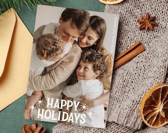 Christmas Photo Card | Minimalist Photo Christmas Card | Christmas Card Photo Template | Editable | Modern | Editable Holiday Card |