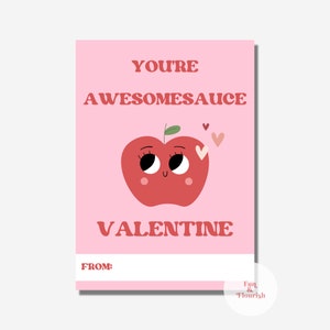 Awesomesauce Valentine | Applesauce Valentine Tag | Applesauce Pouch Valentine | Classroom Valentines
