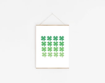 Four Leaf Clover Print | St Patrick's Day Printable |  Irish Art Print | Shamrocks | Four Leaf Clover Sign |