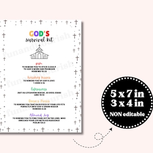 God's Survival Kit Printable | Christian Survival Kit Tag | Sunday ...