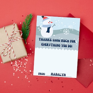 Thank You Snow Much Gift Card Holder | Christmas Gift Card Holder | Holiday Teacher Giftcard | Gift Card Holder Printable |