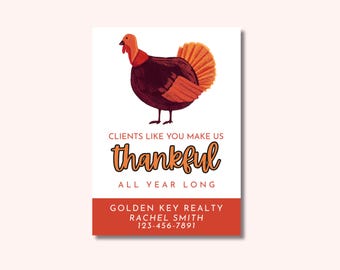 Editable Thanksgiving Client Appreciation Tag: Canva Template (2.5x3.5 in Digital Download)