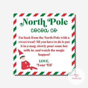 Elf Hot Cocoa Bomb Tag | I&#39;m Back from the North Pole | Hot Chocolate Bomb | Cocoa Bomb Printable Tag | Instant Downlaod