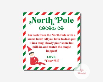Elf Hot Cocoa Bomb Tag | I'm Back from the North Pole | Hot Chocolate Bomb | Cocoa Bomb Printable Tag | Instant Downlaod