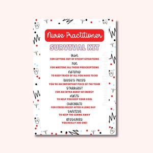 Nurse Practitioner Survival Kits Tag | Nurse Gifts | National Nurses Day | Health Care | Nurse Appreciation Printable | Instant Download