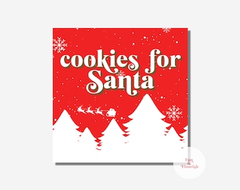 Cookies for Santa Tag |  Pastel Christmas Baking Tag | Printable Baking Tag |
