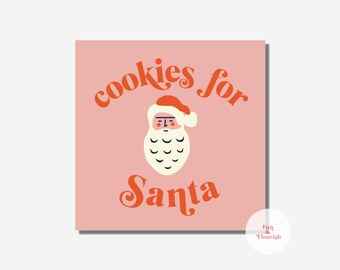 Cookies for Santa Tag |  Pastel Christmas Baking Tag | Printable Baking Tag |