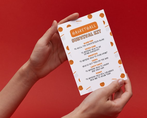 Basketball Survival Kit Bag Tag Printable Basketball Team Gift