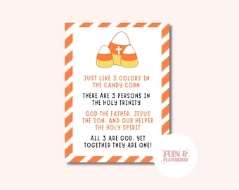 Christian Candy Corn Poem Tag: Holy Trinity Gift (3x4 Inch Digital Download Canva Template)