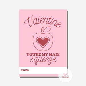 You&#39;re My Main Squeeze Valentine | Applesauce Valentine Tag | Applesauce Pouch Valentine | Kids Valentines Tag for School |