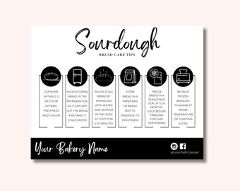 Sourdough Care Card | Bread Care Card Template | Canva Template | Instant Download | Package Insert | Bread Care Instructions