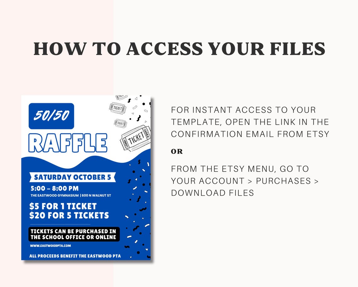 50/50 Raffle Draw Template | School Sports Fundraiser | Editable Canva ...