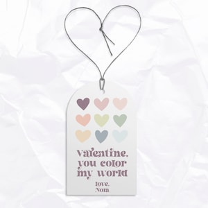You color my world Valentine Tag | Crayon valentines tags | Classroom valentines favor tags | Editable Valentines | Non Candy Valentine Tag