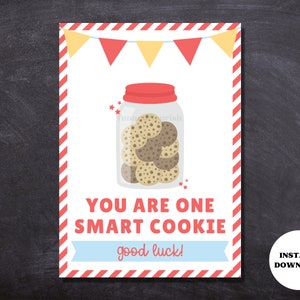 Testing Day Cookie Printable Tag | Smart Cookie Tag | Test Taking | Good Luck | Finals | School | PTA | Snack Tag