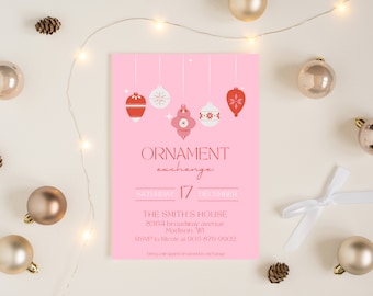 Invitación a fiesta de intercambio de adornos / Invitación de Navidad / Intercambio de adornos / Fiesta navideña / Descarga instantánea / Editable / Invitación a fiesta de Navidad