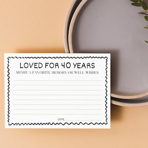 Al 40 jaar geliefd kaarten | Afdrukbaar gastenboek | Herinneringen | Kaarten voor verjaardagsfeestjes | Direct downloaden | Deel een favoriete herinnering of een wensbord