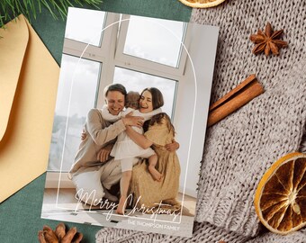 Christmas Photo Card | Minimalist Photo Christmas Card | Christmas Card Photo Template | Editable | Modern | Editable Holiday Card |