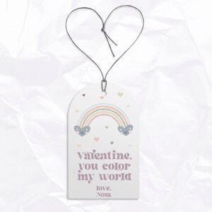 You color my world Valentine Tag | Crayon valentines tags | Classroom valentines favor tags | Editable Valentines | Non Candy Valentine Tag