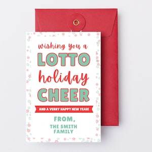 Etykieta na prezent świąteczny z życzeniami Lotto Holiday Cheer | Etykieta wyrażająca wdzięczność za Boże Narodzenie | Etykieta na prezent świąteczny w postaci losu na loterię | Natychmiastowe pobranie |