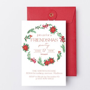 Friendsmas Christmas Party Invitation | Christmas Invite  | Holiday Party Template | Editable | Christmas Housewarming Party Invite