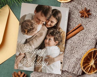 Christmas Photo Card | Minimalist Photo Christmas Card | Christmas Card Photo Template | Editable | Modern | Editable Holiday Card |