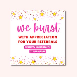 Burst of Appreciation Referral Tag | Printable Referral Gift Tag Canva Template | Thank You for Your Referral Tag | Client Gift Tag