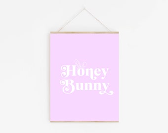 Honey Bunny Easter Print | Pink Easter Bunny Print | Pink Easter Printable | Bunny Print | Easter Art Print