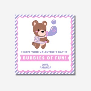 Printable Bubbles of Fun Valentine&#39;s Day Tags, Classroom Exchange Cards for Kids, Non Candy Valentine, Printable Valentine