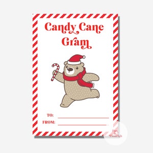 Candy Cane Gram | Candy Cane Holder | Candy Cane | Candy Cane Tag | Christmas Party Favor Tag |