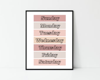 Days of the Week Poster | Homeschool Poster | Preschool Poster | Educational Poster