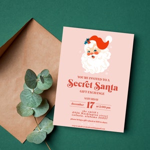 Secret Santa Party Invitation | Christmas Invite | Holiday Party | Gift Exchange | Editable | Christmas Party Invite