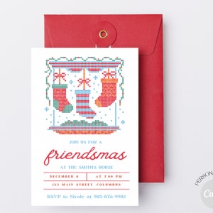 Friendsmas Christmas Party Invitation | Christmas Invite  | Holiday Party Template | Editable | Christmas Housewarming Party Invite