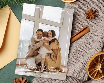Christmas Photo Card | Minimalist Photo Christmas Card | Christmas Card Photo Template | Editable | Modern | Editable Holiday Card |
