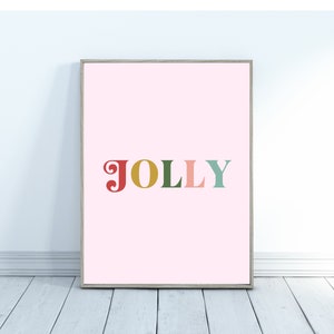 Jolly Christmas Print | Pink Christmas Printables | Christmas Art Print | Holly Jolly Printable | Pink Christmas Decor | image 1