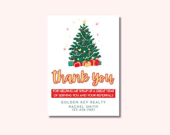 Realtor Christmas Client Thank You Tag: Editable Canva Template (2.5x3.5 in)