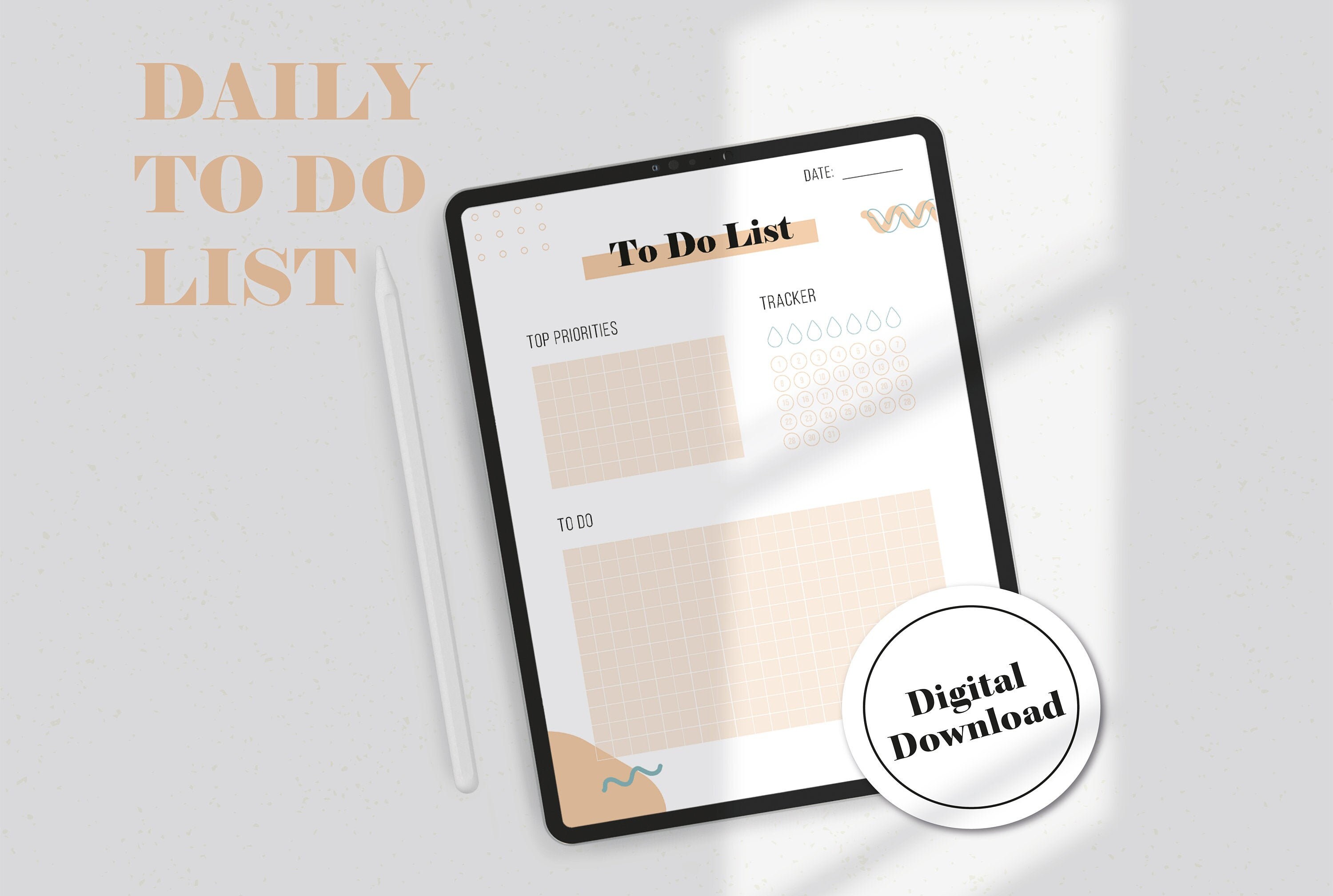 Digital ToDo List Template Day Organizer Productivity Etsy