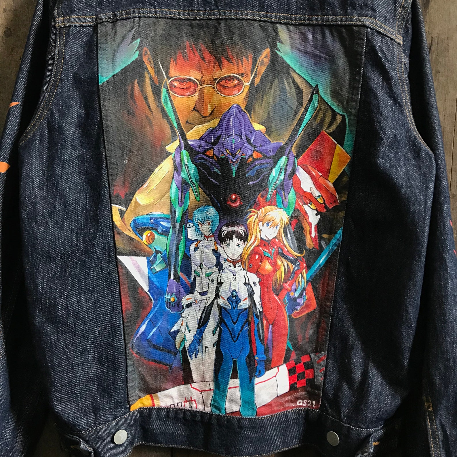 Evangelion Custom Paint Denim Jacket Etsy