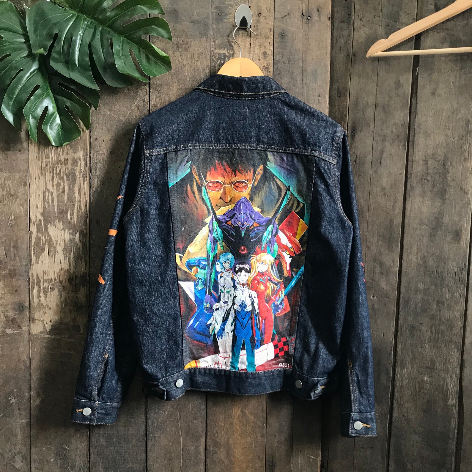 Evangelion Custom Paint Denim Jacket Etsy
