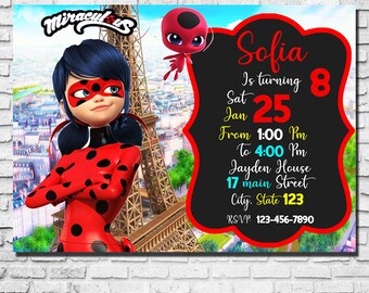 Miraculous Ladybug Invitation Etsy Miraculous Ladybug Invitation Etsy