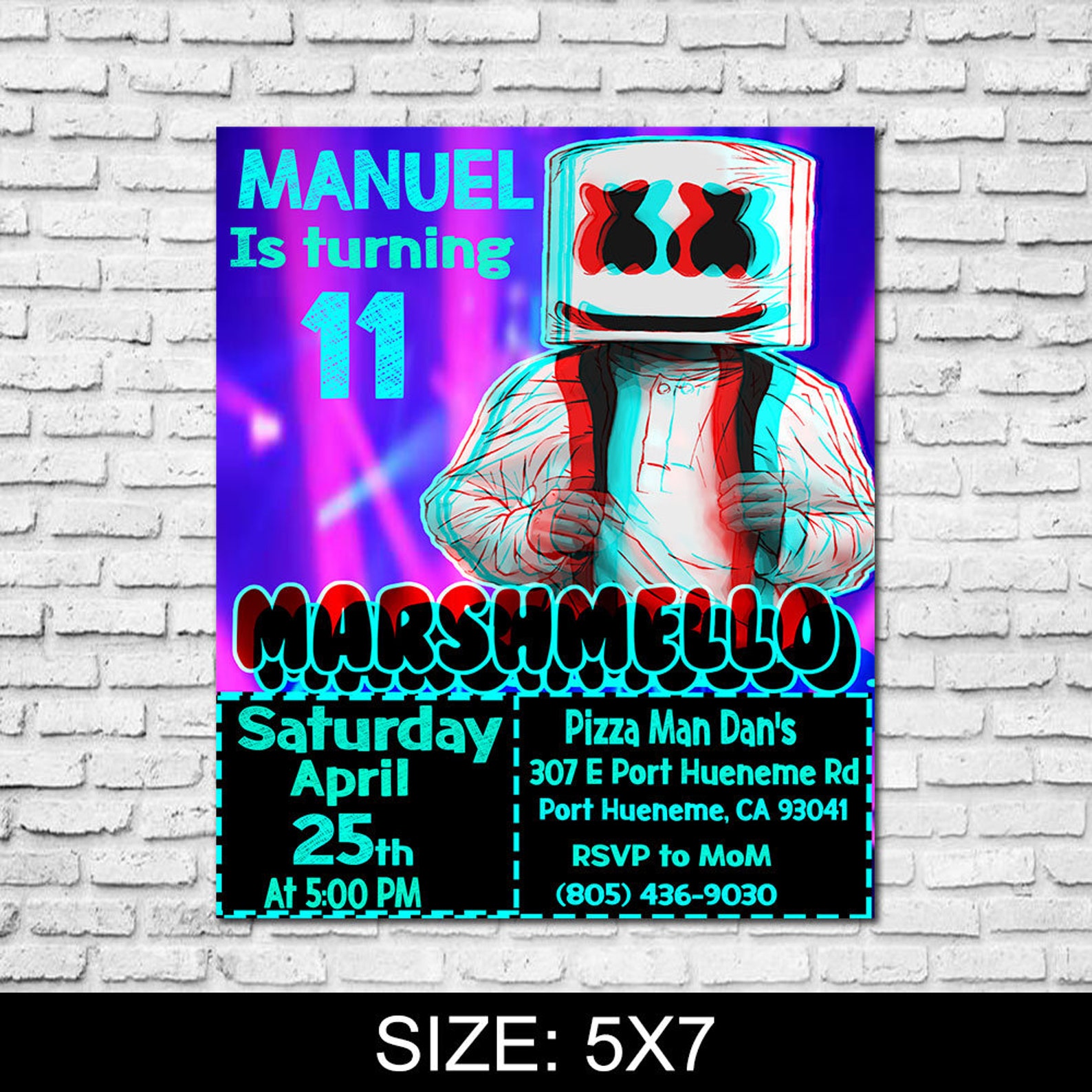 Dj Marshmello invitation marshmello party marshmello theme Etsy