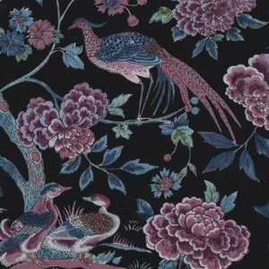 Tissu chinoiserie FQ, coton indien Peony Trail Fat Quarter, tissu floral asiatique Royaume-Uni, jardin d'eau