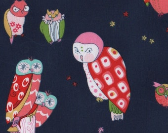 Alexander Henry Fabric FQ, Spotted Owl Cotton Fat Quarter, Bird Material UK, Rare and Out of Print