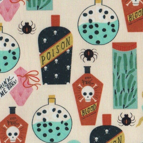 Halloween Patchworkstoff Baumwolle Fat Quarter FQ: Boo! Gifte und Zaubertränke