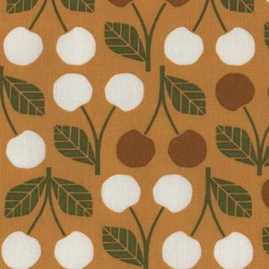 Cherry Fabric FQ, Loes Van Oosten Cotton Fat Quarter, Fruit Print in Rainier Geometric Material UK